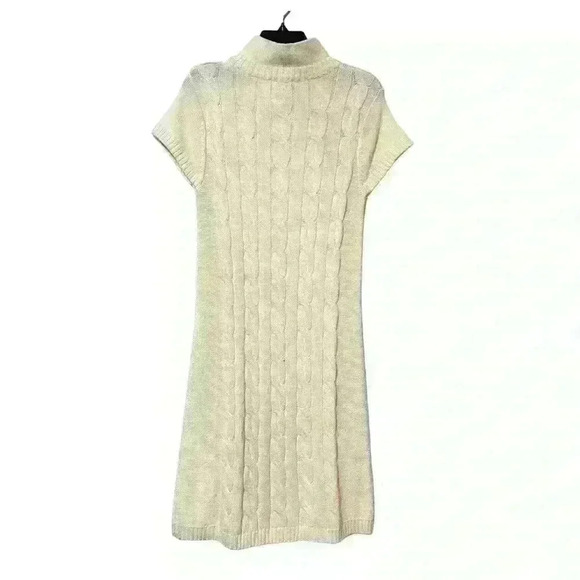 Rabbit Rabbit Rabbit Designs Ivory sweater dress size M Cable Knit 30% Wool - Picture 2 of 8